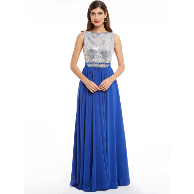 

CAZDZY Scoop Neck Sleeveless Sequins A Line Evening Dress