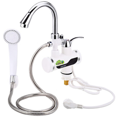 

Electric Water Heater Kitchen Bathroom LCD Temperature Display Heating Faucet with Shower Head
