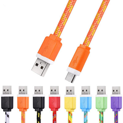 

Micro USB Плоский Плетеный Синхронизация зарядное устройство Кабель-адаптер для Android Шнур смартфон