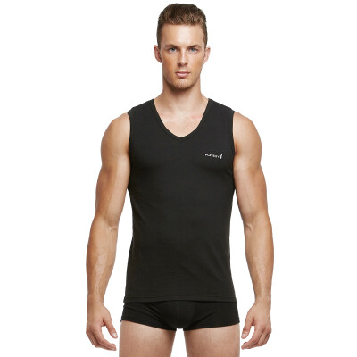 

Playboy Vest Men&39s Elastic Cotton Lycra Wide Shoulder V-Neck Underwear Black XXL 180105