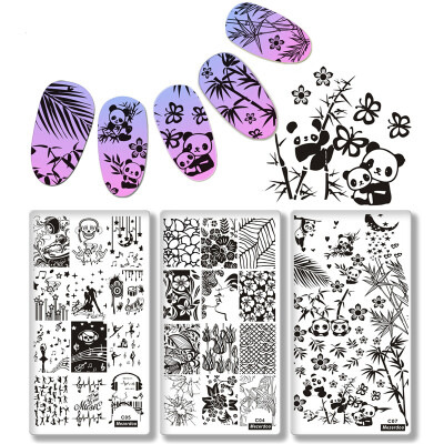 

10Pc New Nail Art Plate 612cm Nail Stamping Lace Flower Panda Animal Design Women Image Template Print Nail Art DIY Manicure