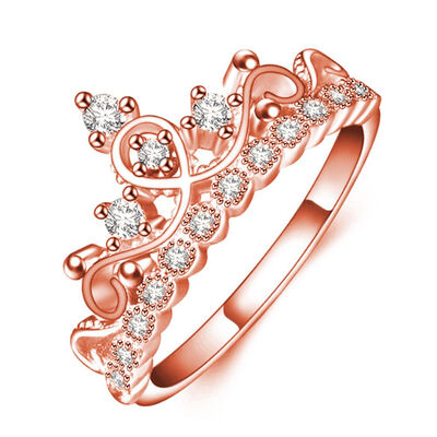 

Exquisite Crown Shaped Ring Rose Gold Color CZ Rings for Women Fashion Color Aneis De Ouro Zirconia Jewelry