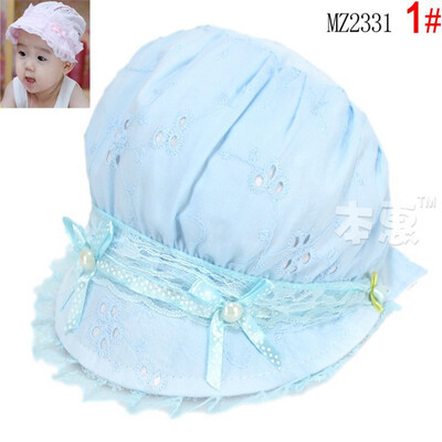 

Buebos Ninos Summer Baby kids Basic Pearl Flower Cotton Lace Hat Visor Cap