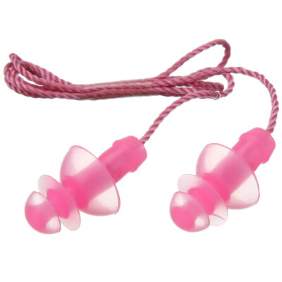 

British YINGFA professional swimming silicone spiral ear plug with anti-lost rope pink