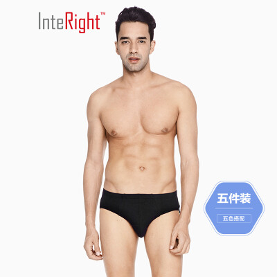 

INTERIGHT underwear mens cotton bag net color waist waist briefs five boxed mixed color XXXL