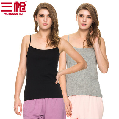 

Three guns cotton ladies slings skin rib stretch cotton solid color sling womens vest 2 pieces light gray black M