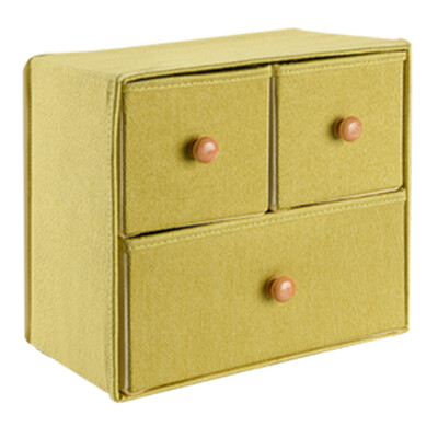 

NetEase carefully selected black pineapple drawer storage cabinet three-layer drawer type foldable three grid pull clothes debris storage cabinet locker dark green