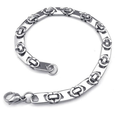 

Hpolw Men silver Stainless Steel Lobster Clasps Bracelet&BikerBicycle keys link chain Links Cuff Banglet