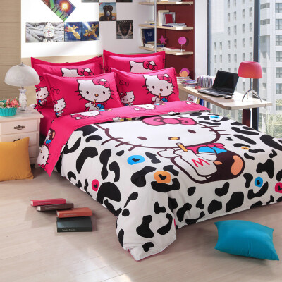 

Cute Cartoon 4PCS Bedding Set for Adult Children Bed Linen with Duvet Cover/Bed Sheet/Pillowcases Twin/Full/Queen Size