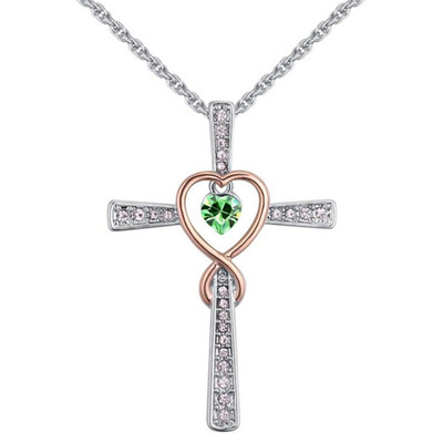 

Crystal from Austria Elements Heart Cross Pendant Necklaces Vintage Retro Women Jewelry White Gold Plated 27993