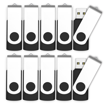 

Fillinlight 10PCS Pack Black Swivel USB Flash Drive USB 20 Pen Drive Thumb Drive for Data Storage