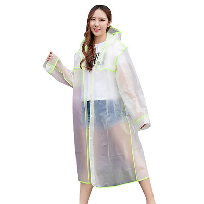 

Top Man Town Outdoor EVA raincoat hiking hiking adult translucent fashion raincoat thick non-disposable raincoat men&women long hooded yellow edging L section