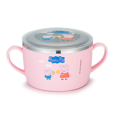 

TAFUCO Childrens Tableware Korea Imported Pigs Peggy Foods Bowl Baby Bowl Childrens Bowl Pink 630ml
