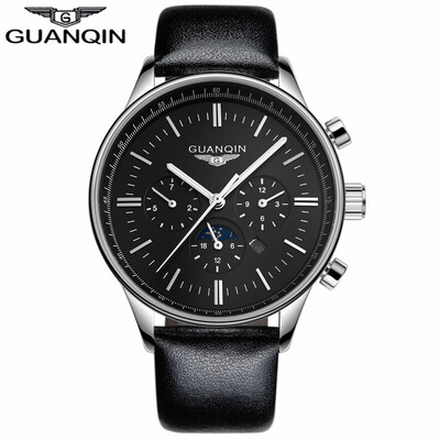 

GUANQIN Watch Mens sports Casual fashion Quartz watches Mens Leather Watch Mens Watch