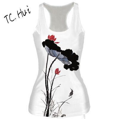 

2018 Europe&the United States new wild casual vests digital printing in the long section of the Slim bottom vest
