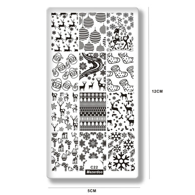 

Xmas Nail Art Stamp Template Snowflake Santa Claus Christmas Bells Patterns Celebrate Deer Image Designs Stamping Plate Nail C22