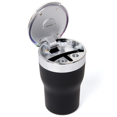 

Fun car ashtray car with ashtray with cover LED light flame retardant ashtray debris box