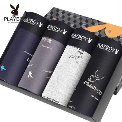 

Playboy Panties Mens Boxer Mens Underwear Ice Silk Sexy Breathable u Convex Waist Elastic Mens Corner Shorts Head 4 Pack 5596a Multicolor L