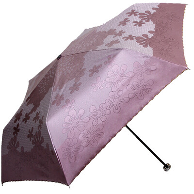 

Paradise umbrella carbon fiber ultra-light super sunscreen encounter Leya black polyester color three fold sunny umbrella dark peach 33094E