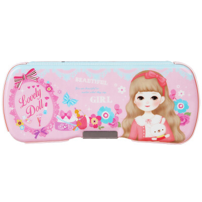 

(Deli) 95608 PVC double-sided student stationery / pencil case (color random)