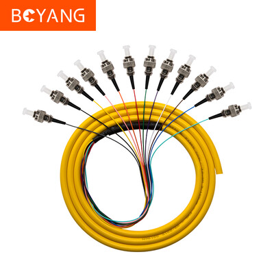 

BOYANG BY-ST12 Telecom-grade fiber optic jumper 15 meters 12 core ST bundle pigtail single mode ODF fiber frame terminal box wiring