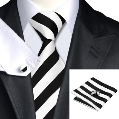 

Hot selling Vogue Men Silk Tie Set High Quality 100% Silk Necktie Handkerchief Cufflinks Set for Formal Wedding Business