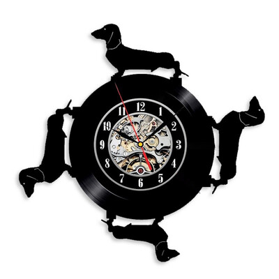 

Dachshund Creative Dog Design Vinyl Record Wall Clock Wall Stickers Art Clock Personalized Animal Gift