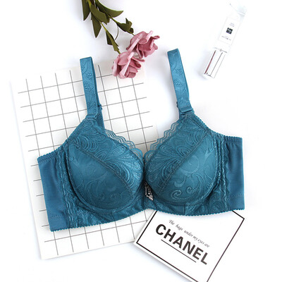 

Xia Weifang bra sexy lace gathered adjustable underwear big chest small cotton cup bra 8746 pink B80