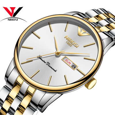 

Saat NIBOSI Business Ultra Thin Mens Watches 2018 Top Brand Luxury Quartz Stainless Steel Watches Men Fashion Calendar Date Week