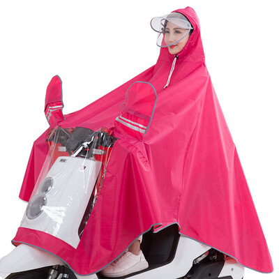 

Yuhang YUHANG outdoor riding adult electric battery motorcycle single raincoat men&women single poncho big hat with mask  rose red