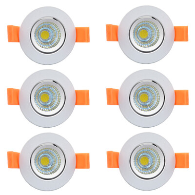 

6Pcs / lot 3W Dimmable led downlight COB потолочный свет привело белый свет 110V 220V Алюминиевый потолочный светильник