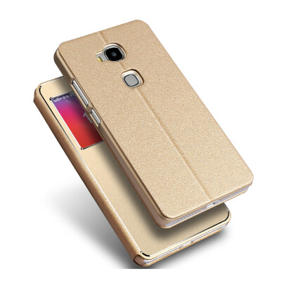 

MOONCASE Slim Bookstyle Leather +Luxury Metal Aluminum Panel Flip Bracket Case Cover for Huawei Honor 5X