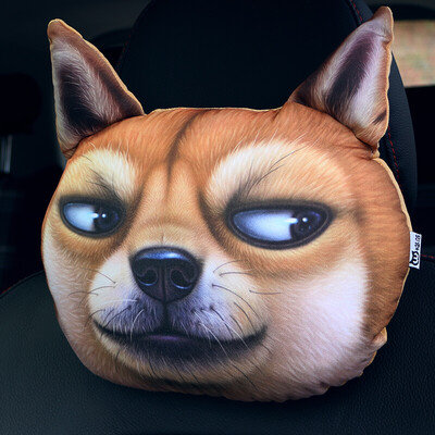 

Hua 3D animal pillow car headrest lumbar pillow cartoon creative car accessories Shar Pei