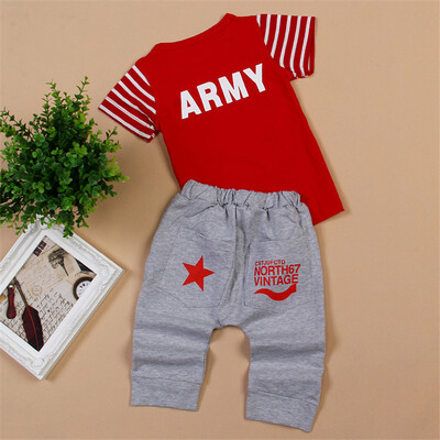 

hot sale Baby boy clothes Brand summer kids clothes sets t-shirtpants suit Star Printed Clothes 90-140 sport suits