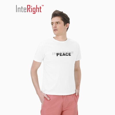 

INTERIGHT Mens T-Shirt Round Neck Cotton Letter Print Casual Short Sleeve White