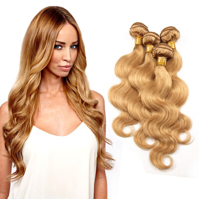 

Nami Hair 4 Bundles Brazilian Body Wave Human Hair Blonde Pure Color 27 Hair Weaves 12"-26" Thick Ends No Shedding Free Shipping