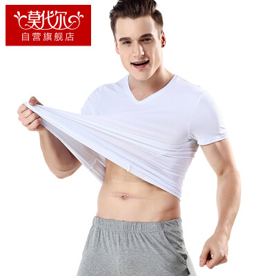 

Modal vest mens V-neck short-sleeved T-shirt stretch Slim modal cotton mens underwear bottoming shirt white XL