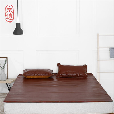 

JING ZAO Buffalo leather Mat&Pillowcase Soft Breathable for 18 m bed Wine red