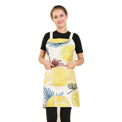 

Women Bib KitchenCotton linen Apron with Pocket Durable Comfortable Cute Apron for Cooking Baking