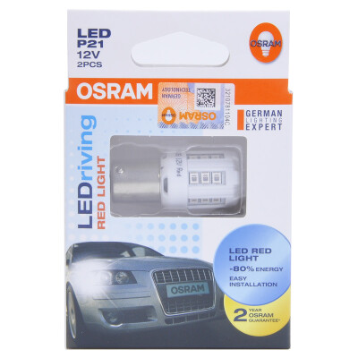 

OSRAM (OSRAM) P21W Светодиодные индикаторы торможения реверсивные огни после вспомогательных огней ламповых ламп противотуманных фар 7456R [красный 12V3W] (2 комплекта)