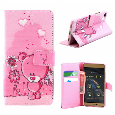 

OONCASE Cute Pattern держателя Кожаный бумажник флип карты с Kickstand Чехол для Huawei Ascend P8