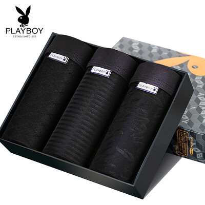 

Playboy 3363 Mens Underwear Ice Mesh Eyes 3 Gift Boxes Easy to Wash Quick-drying Boxer Briefs Mens Corner Shorts Multicolor