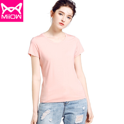 

Cat Mens MiiOW T-Shirt Womens T-Shirt 2018 Summer New Casual Round Neck Stretch Slim Half Sleeve T-Shirt Modal Bottoming Shirt MOT815001 Light Pink