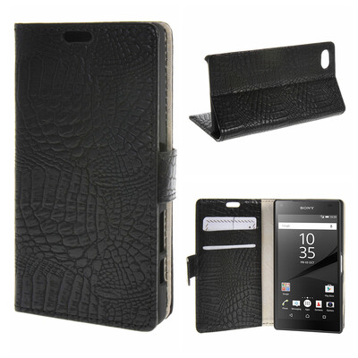

MOONCASE ЧЕХОЛ ДЛЯ Sony Xperia Z5 Compact ( Z5 Mini ) Snake pattern Leather Flip Folio Wallet Slot Stand Black 02