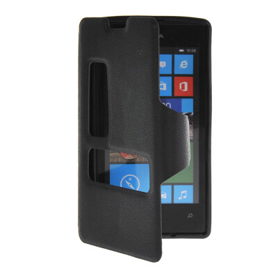 

MOONCASE View Window Leather Side Flip Pouch Hard board Shell Back чехол для Nokia Lumia 520 Black