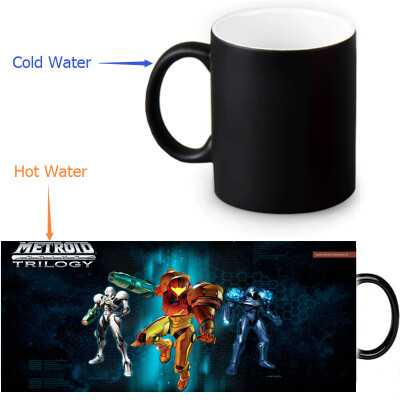 

Metroid 350ml / 12oz Heat Reveal Mug Color Change Чашка кофе Чувствительные морфинг-кружки Волшебная чашка для чайных чашек