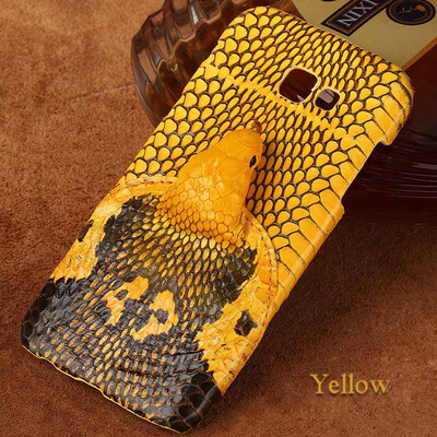 

Genuine Leather Phone Case For Samsung A7 2017 Case Snake Head Rear cover For Note 8 C9 Pro Back Cover