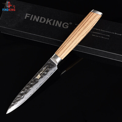 

FINDKING Brand 5" damascus steel zebra wooden handle kitchen knife sharper fruit knife damascus utility knife