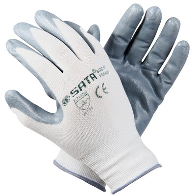 

SATA FS0402 labor insurance gloves nitrile wear palm dipped rubber coated non-slip gloves comfortable breathable dust-proof work gloves 8 inches