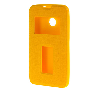 

MOONCASE Side Flip Hard board Slim Leather Bracket Window Case Cover for Microsoft Lumia 530 Yellow